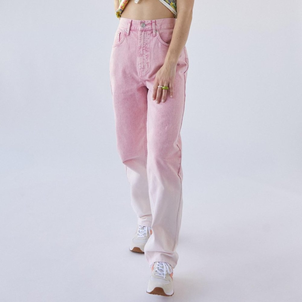 BDG Recycled High-Waisted Baggy Jeans Urban Outfitters Pink Ombré Size 27